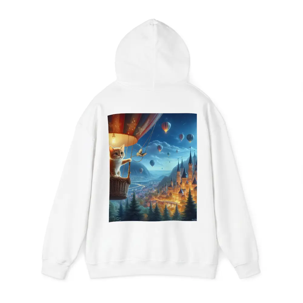Kitten Hot Air Balloon Fantasy Castle Night – Hoodies