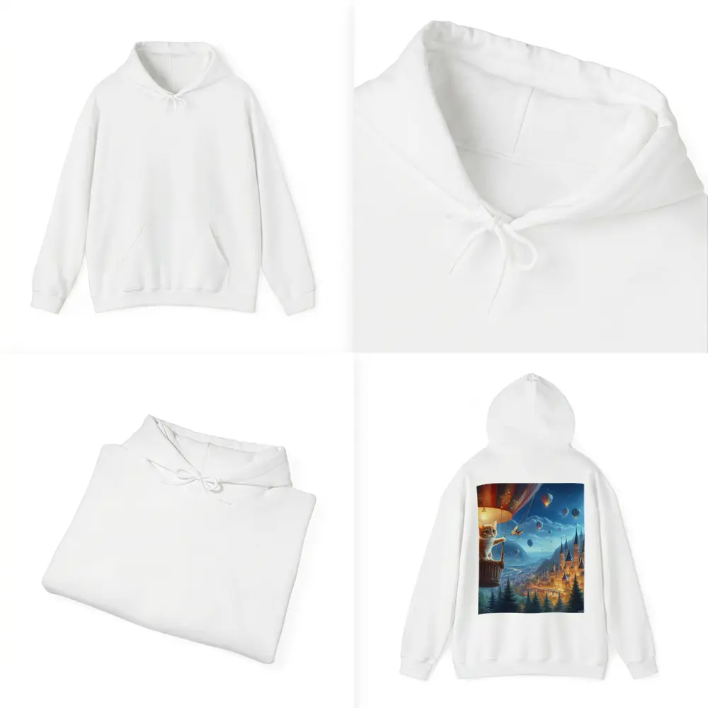Kitten Hot Air Balloon Fantasy Castle Night – Hoodies