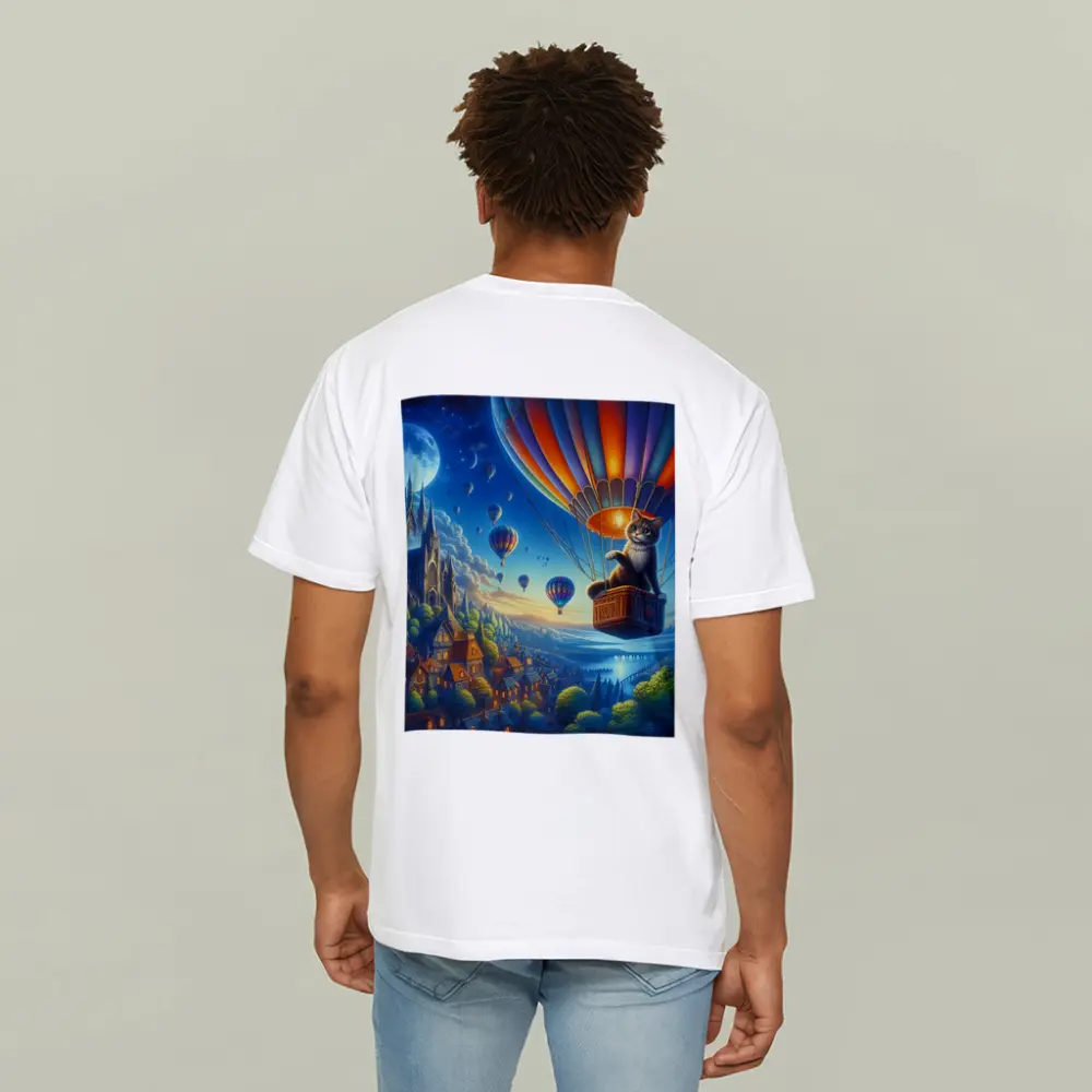 Cat Hot Air Balloon Fantasy Night Sky – T-Shirts