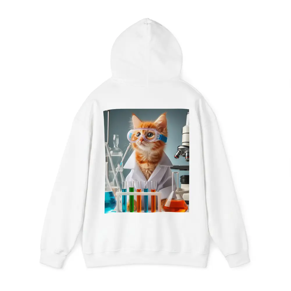 Orange Kitten Scientist In Laboratory Setting – Hoodies