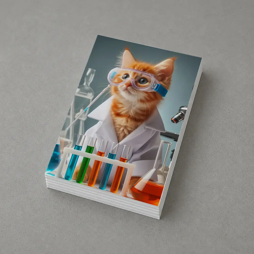 Orange Kitten Scientist In Laboratory Setting – Postcards