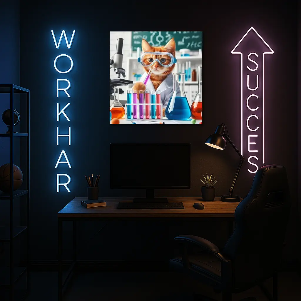Orange Cat Scientist In Laboratory Setting – Wall Art