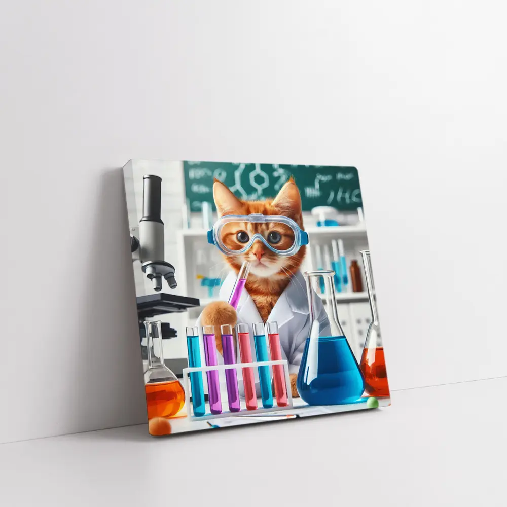 Orange Cat Scientist In Laboratory Setting – Wall Art