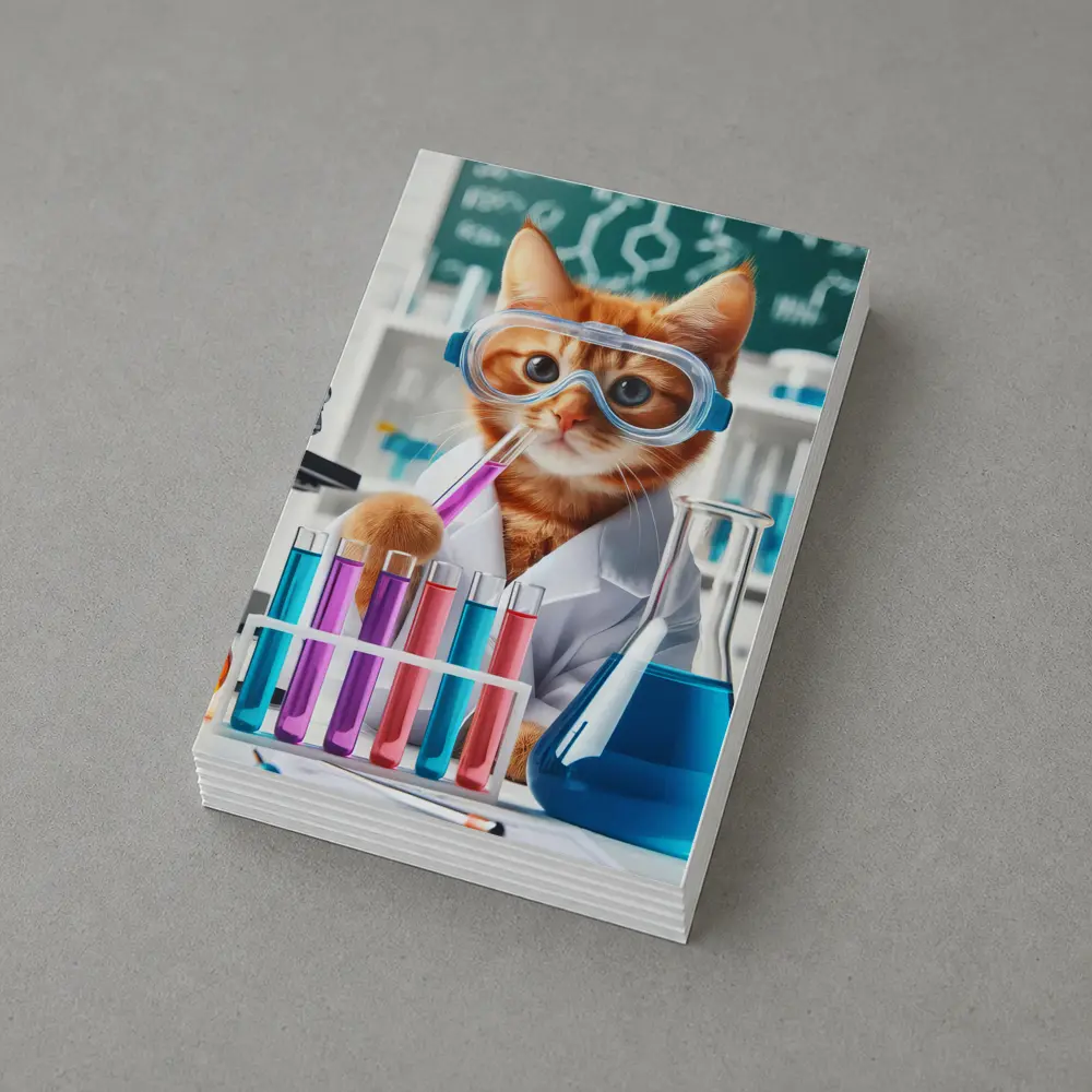 Orange Cat Scientist In Laboratory Setting – Postcards