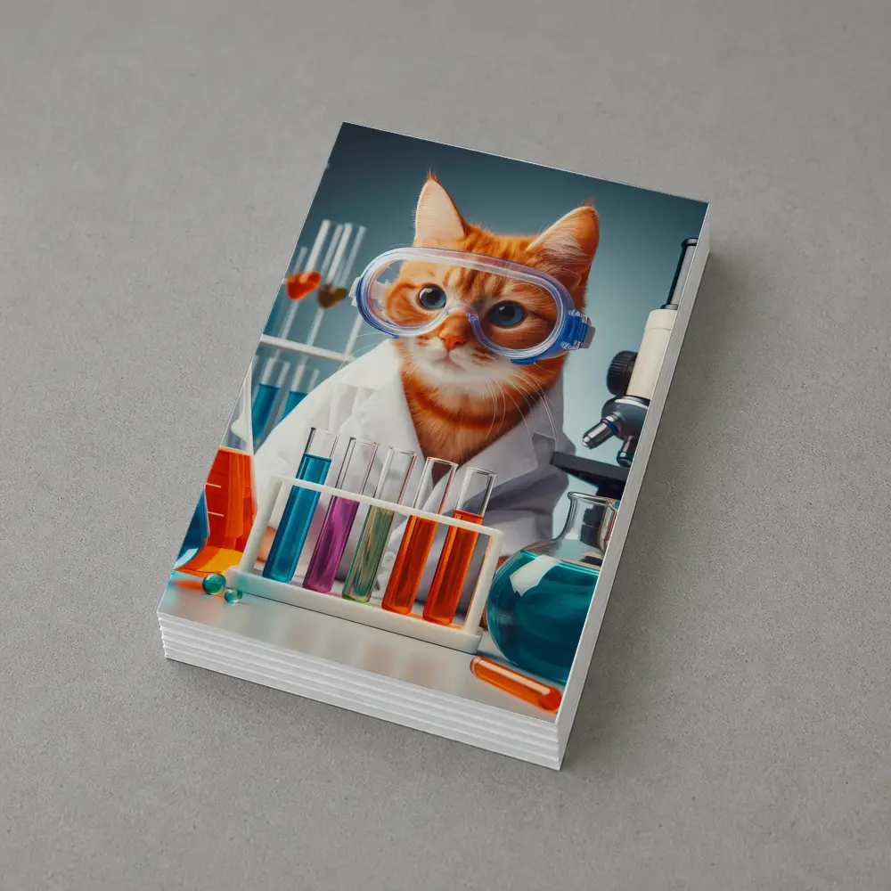 Orange Tabby Cat Scientist Laboratory Setting – Postcards