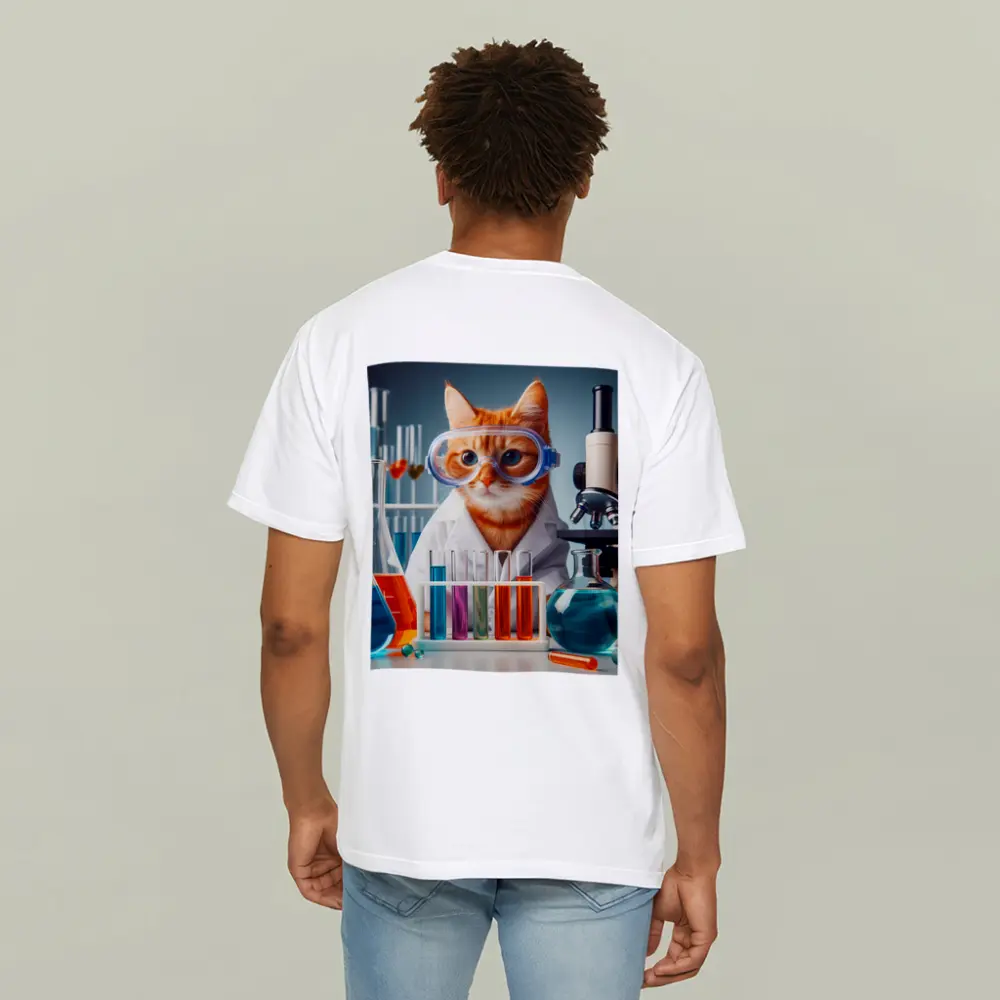 Orange Tabby Cat Scientist Laboratory Setting – T-Shirts