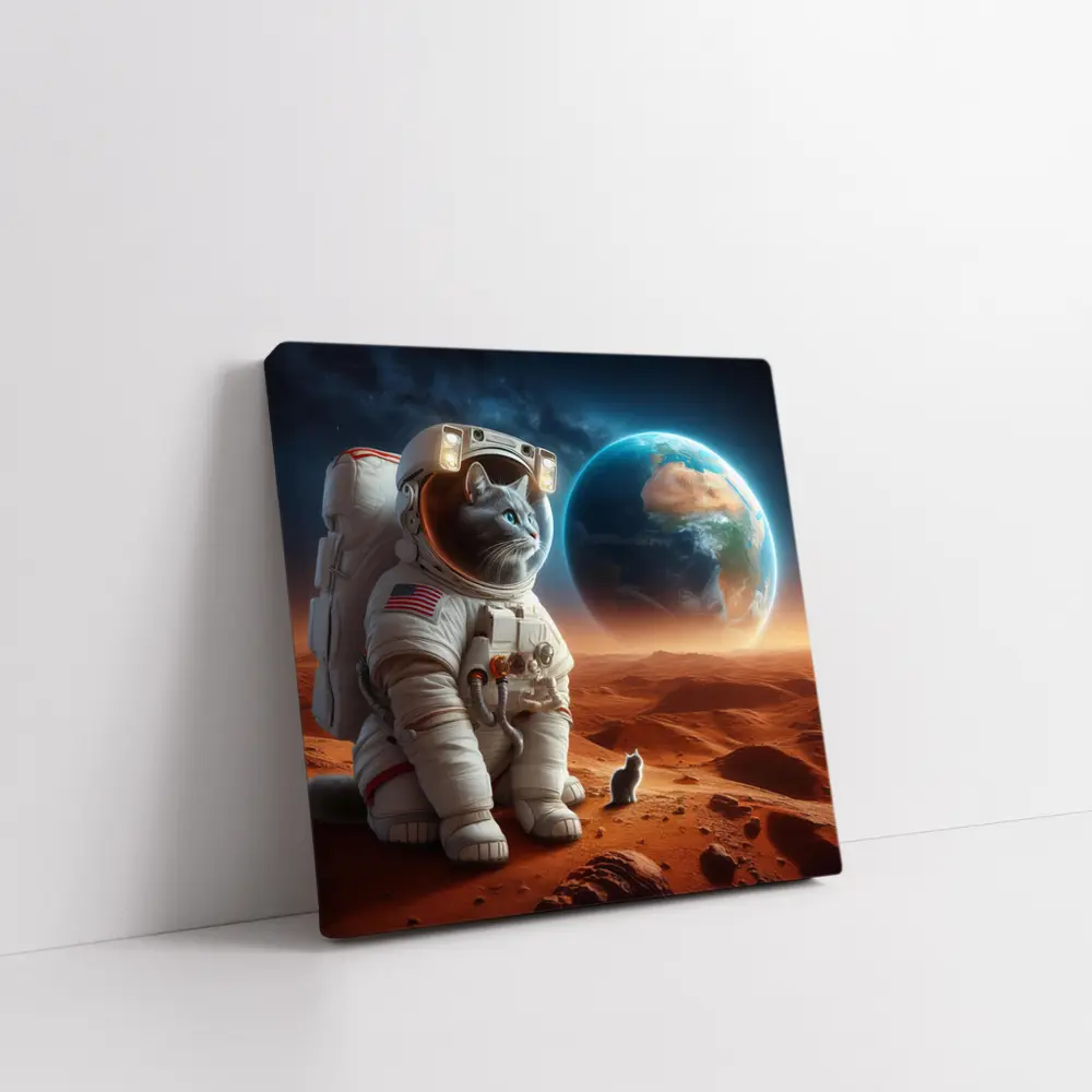 Cat Astronaut Standing On Mars Red Planet – Wall Art