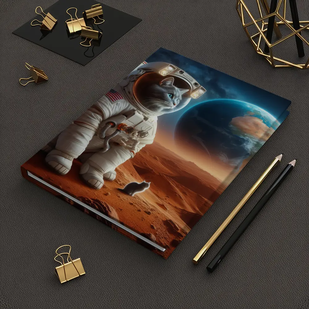 Cat Astronaut Standing On Mars Red Planet – Notebooks