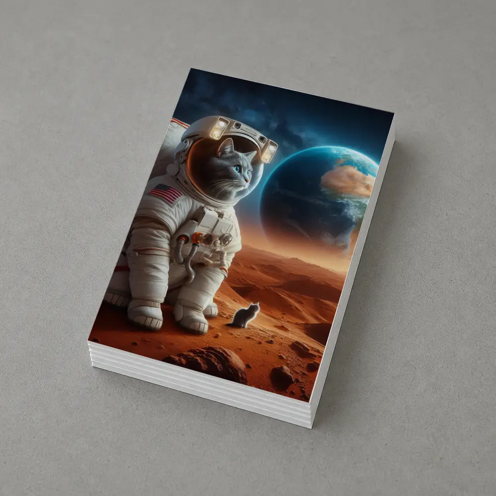 Cat Astronaut Standing On Mars Red Planet – Postcards