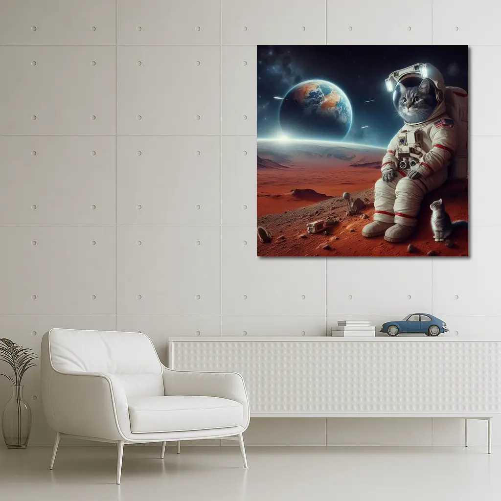 Cat Astronaut On Mars Surface Space – Wall Art
