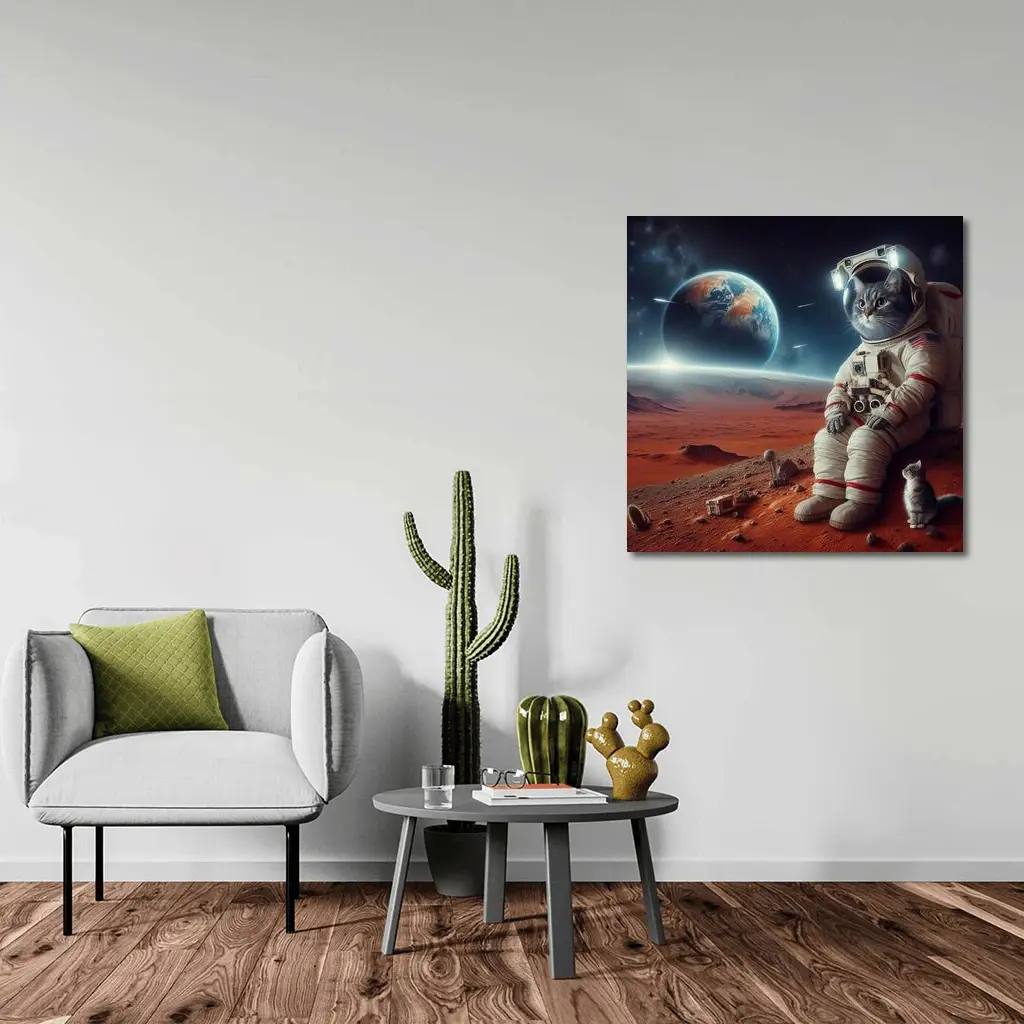 Cat Astronaut On Mars Surface Space – Wall Art