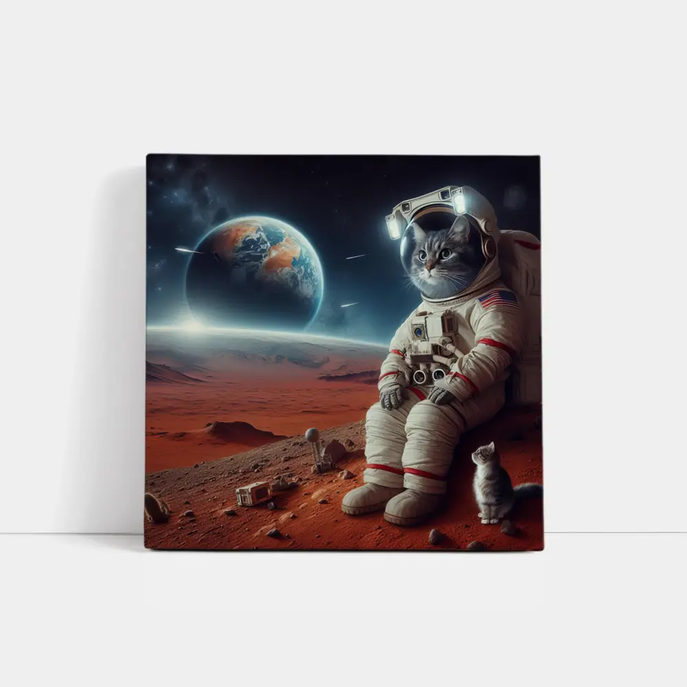 Cat Astronaut On Mars Surface Space – Wall Art