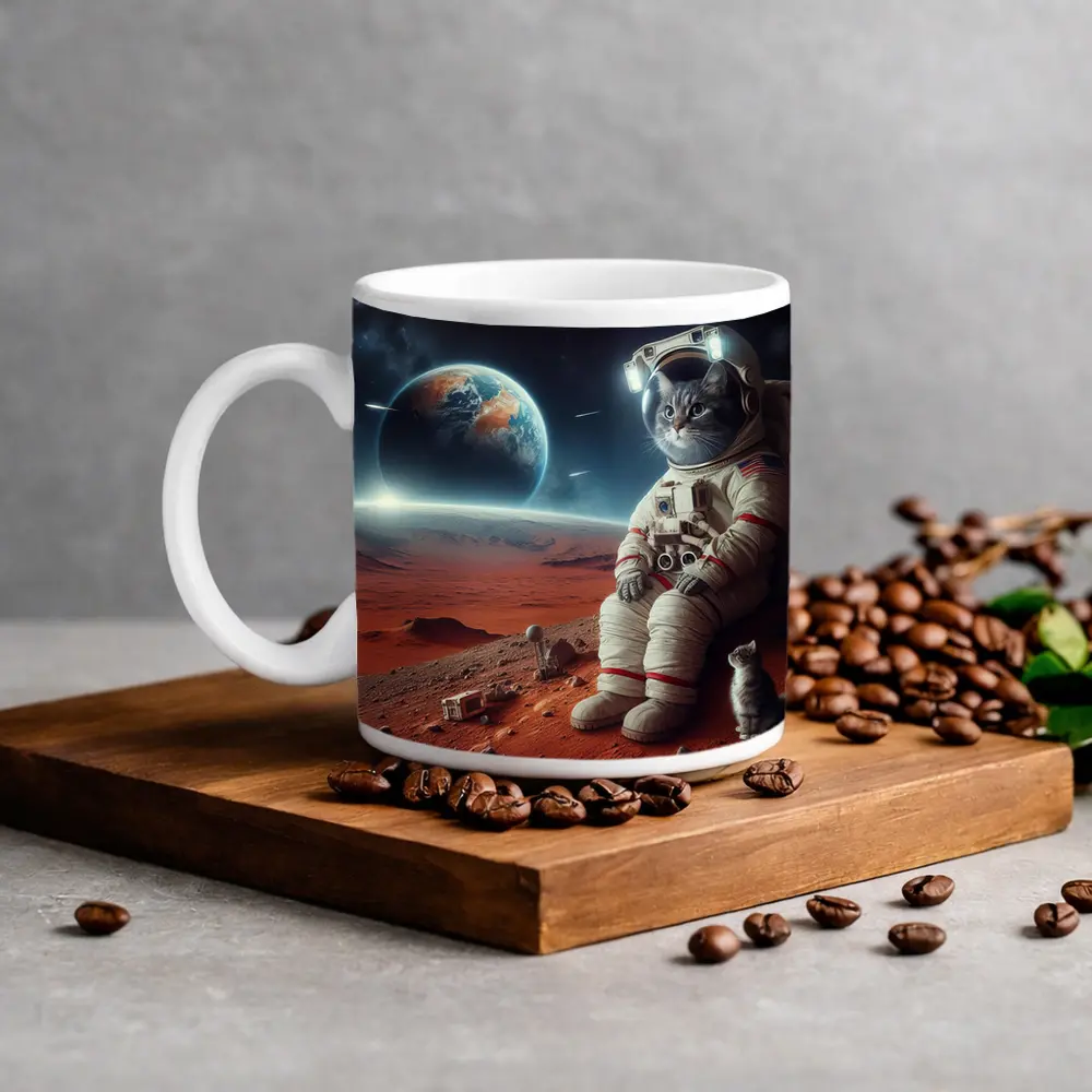 Cat Astronaut On Mars Surface Space – Mugs