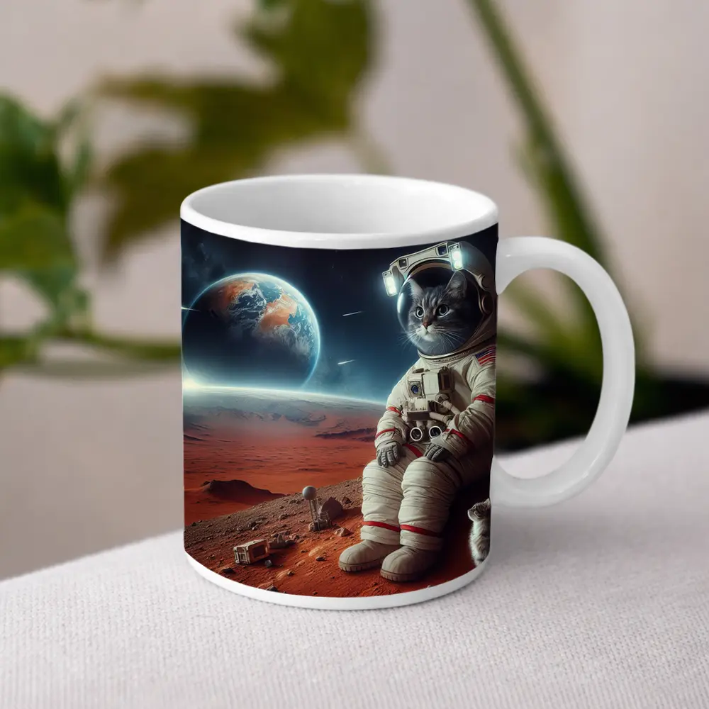 Cat Astronaut On Mars Surface Space – Mugs