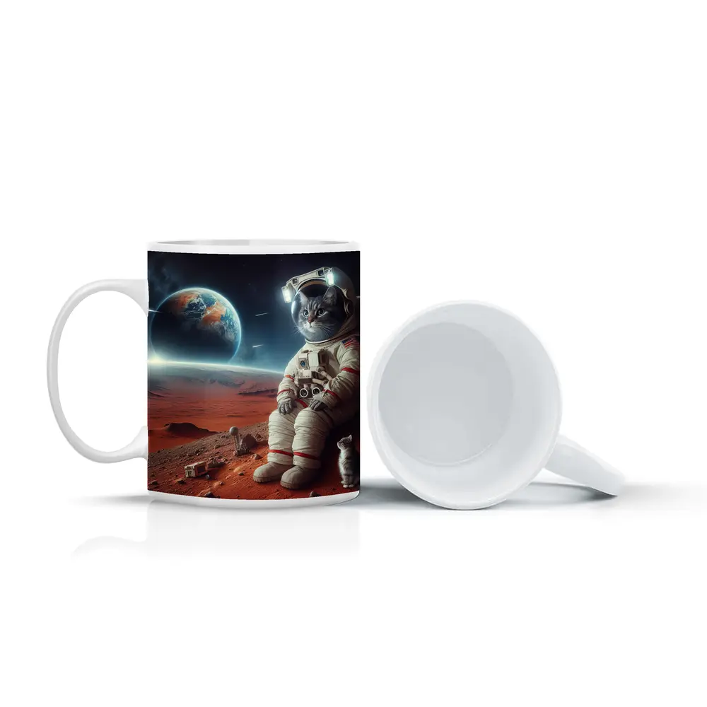 Cat Astronaut On Mars Surface Space – Mugs
