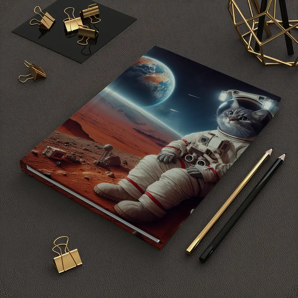 Cat Astronaut On Mars Surface Space – Notebooks
