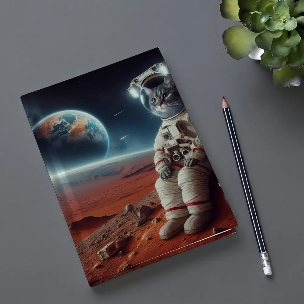 Cat Astronaut On Mars Surface Space – Notebooks