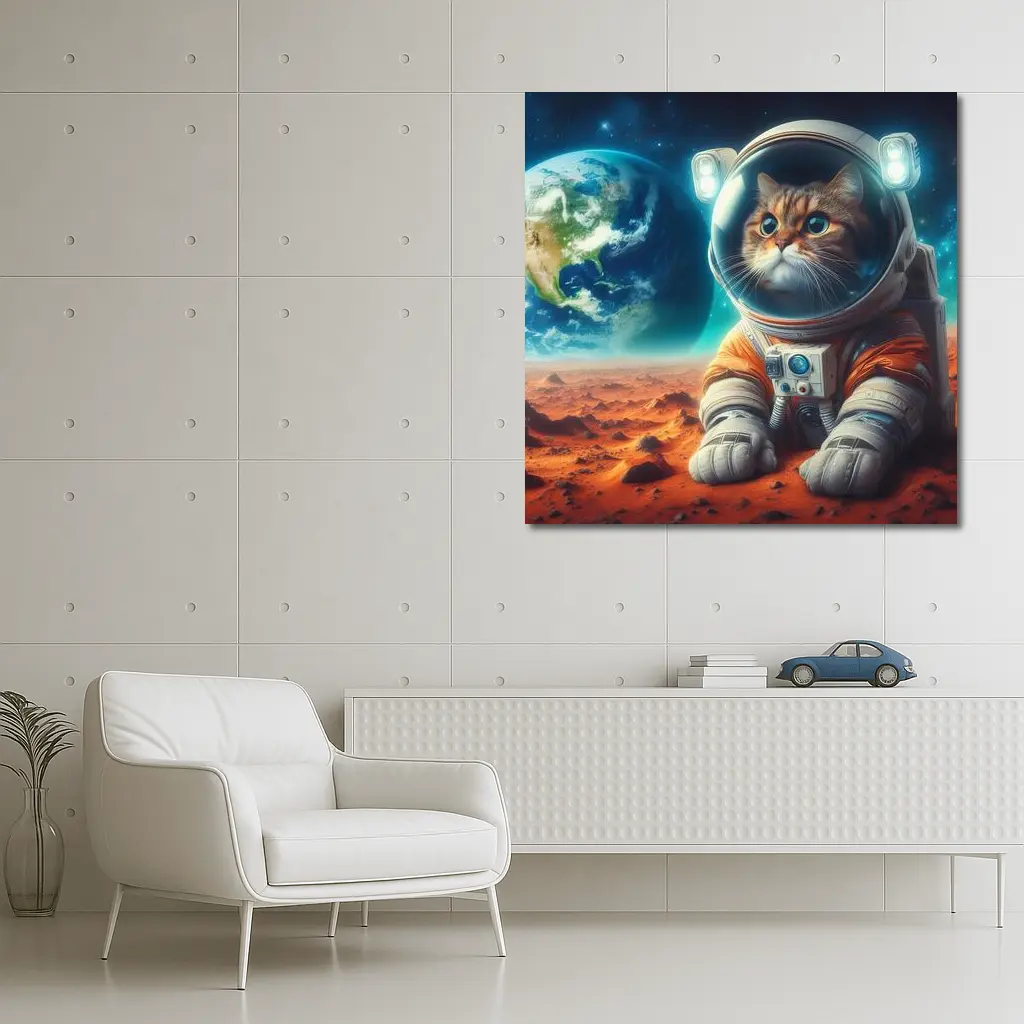 Cat Astronaut On Mars Space Art – Wall Art