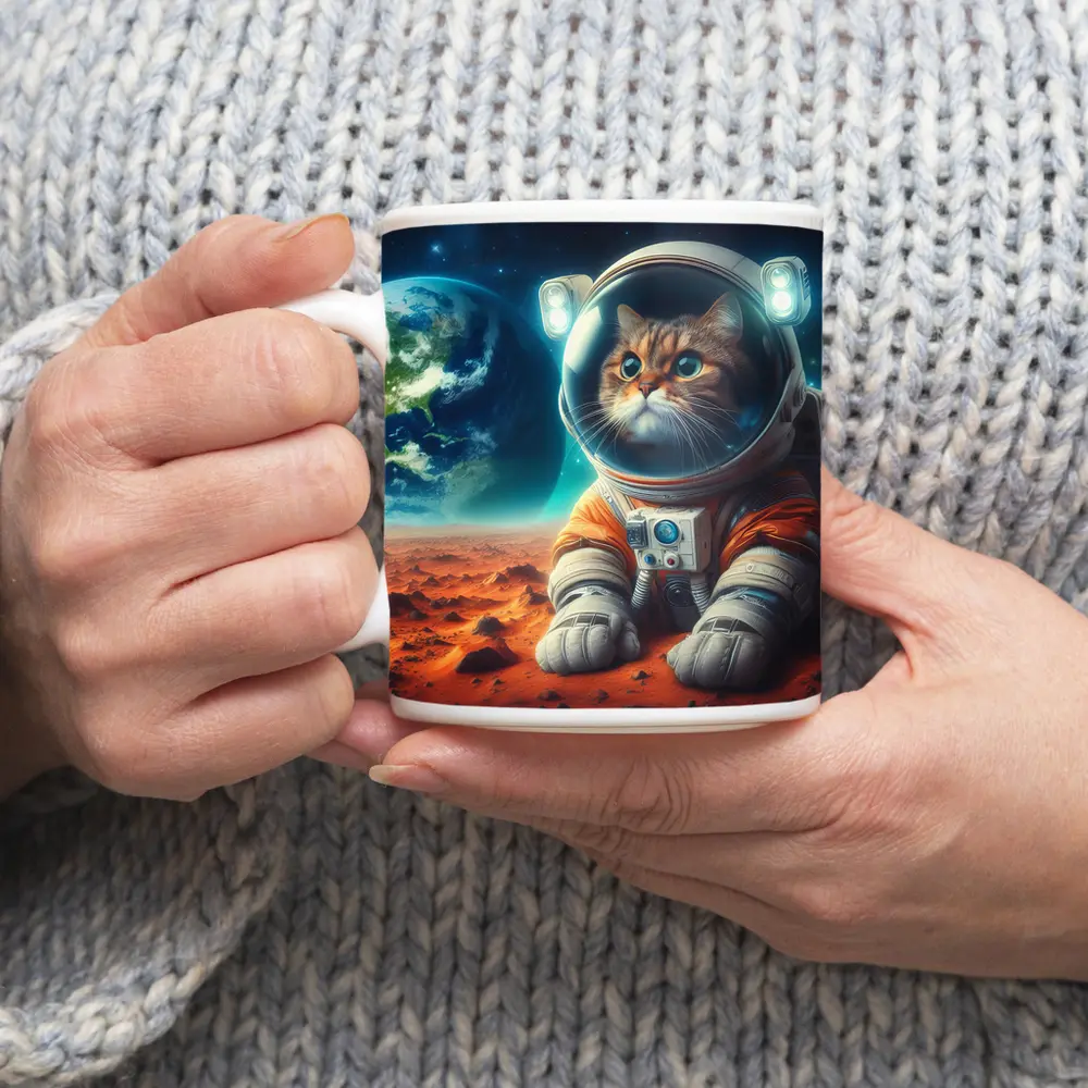 Cat Astronaut On Mars Space Art – Mugs