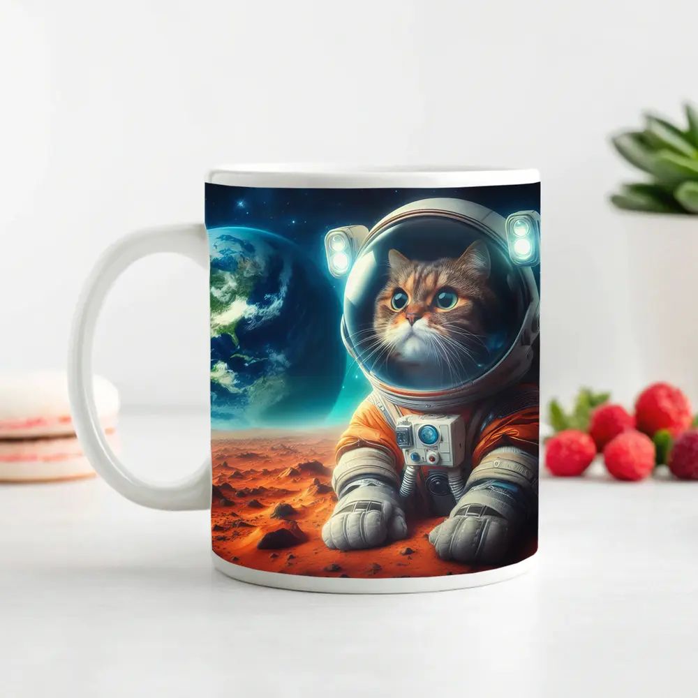 Cat Astronaut On Mars Space Art – Mugs