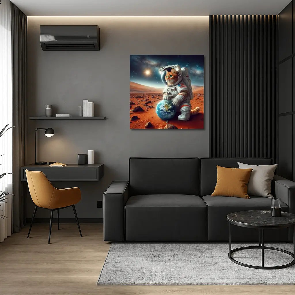 Orange Tabby Cat Astronaut on Mars – Wall Art