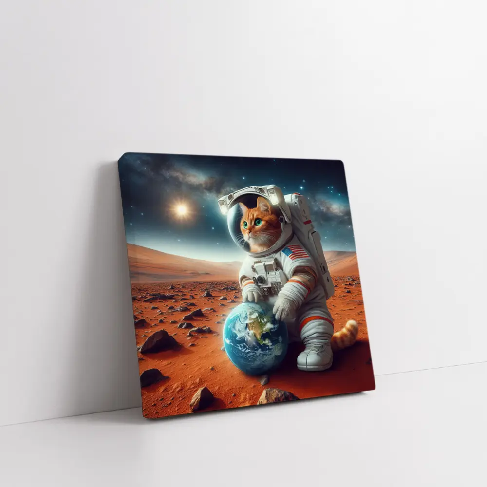 Orange Tabby Cat Astronaut on Mars – Wall Art