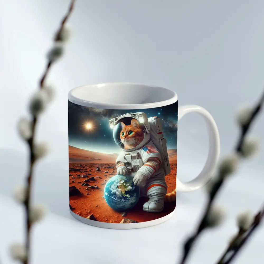 Orange Tabby Cat Astronaut on Mars – Mugs