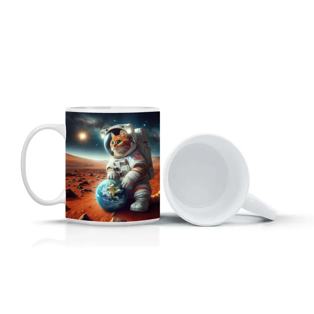 Orange Tabby Cat Astronaut on Mars – Mugs
