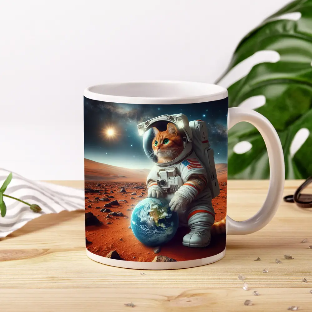 Orange Tabby Cat Astronaut on Mars – Mugs