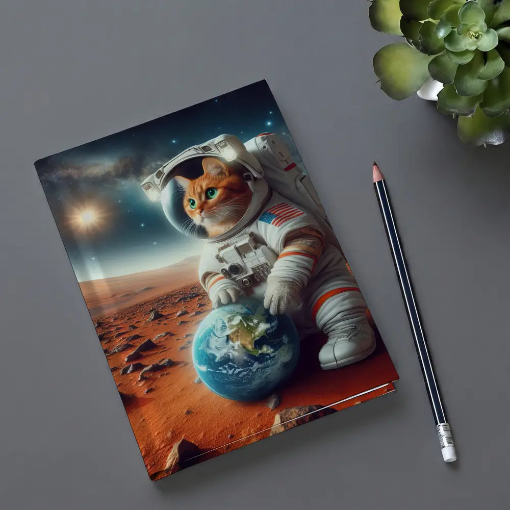 Orange Tabby Cat Astronaut on Mars – Notebooks