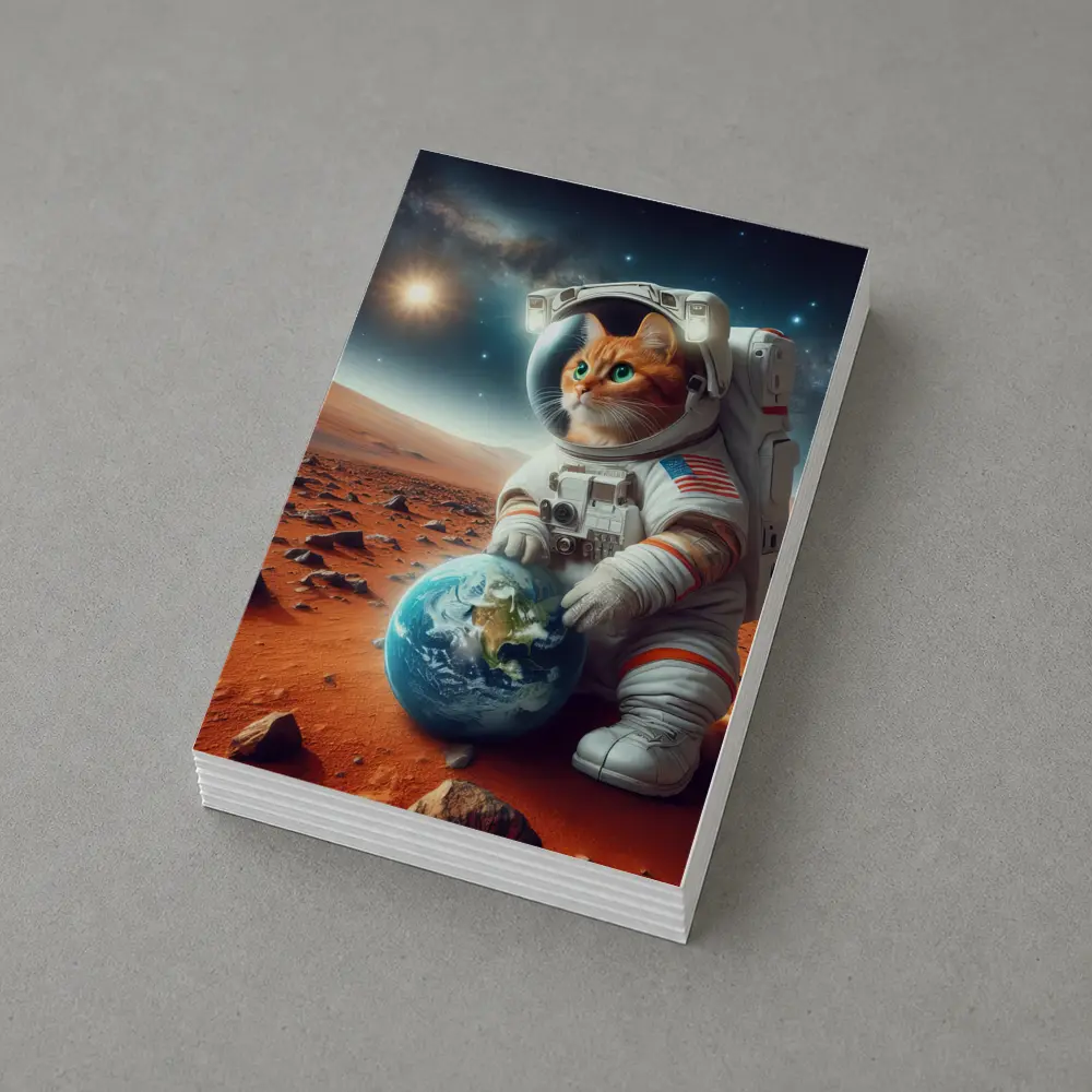 Orange Tabby Cat Astronaut on Mars – Postcards