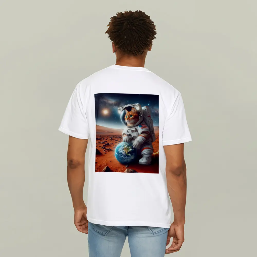 Orange Tabby Cat Astronaut on Mars – T-Shirts