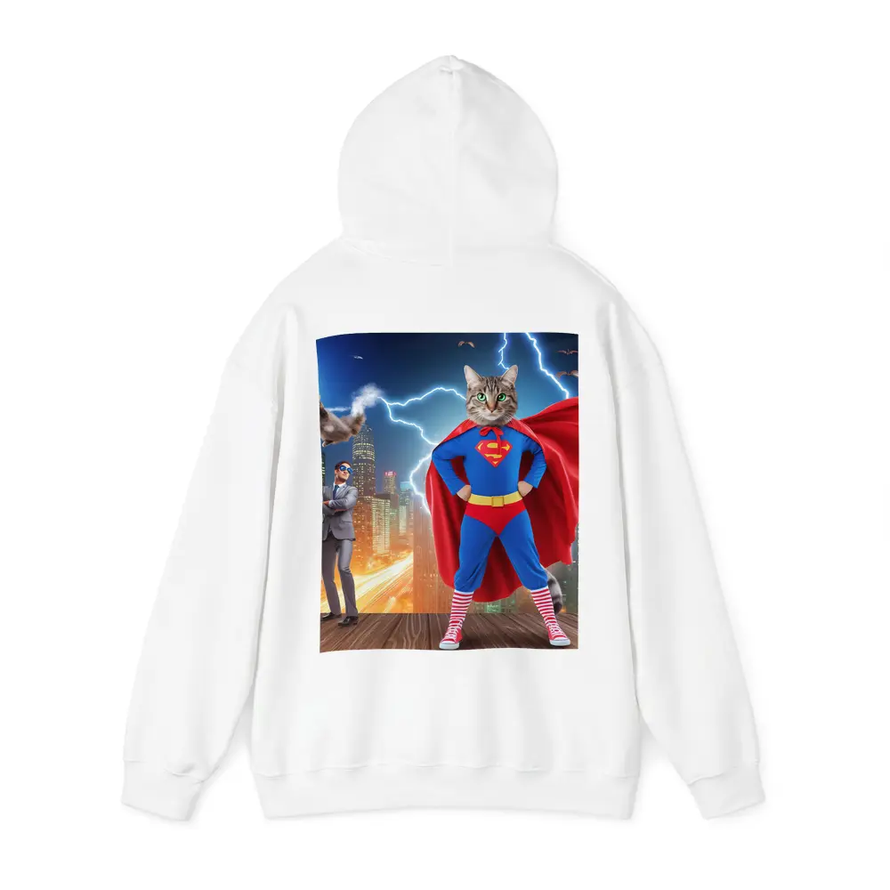 Tabby Cat Superman Costume City Night – Hoodies