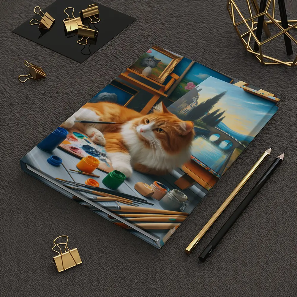 Orange Cat Artist Studio Painting Scene – Notebooks