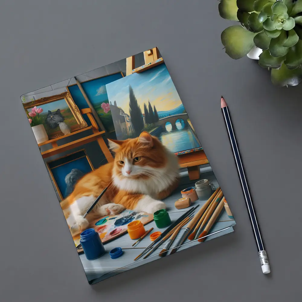 Orange Cat Artist Studio Painting Scene – Notebooks