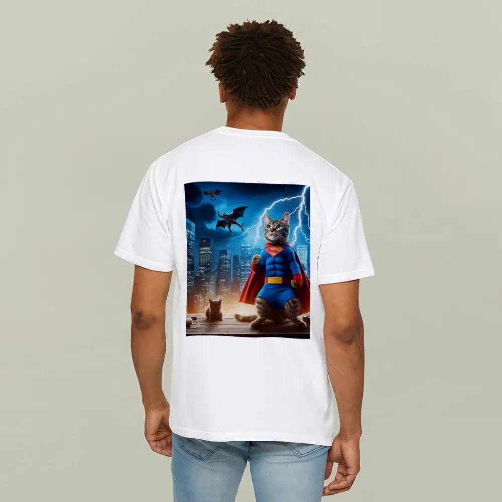 Superhero Cat Superman Costume City Night – T-Shirts