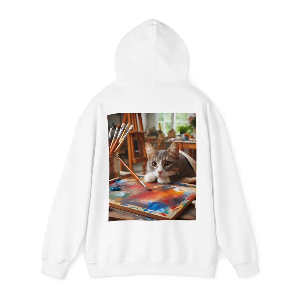 Gray Cat Painting In Artist Studio – Hoodies
