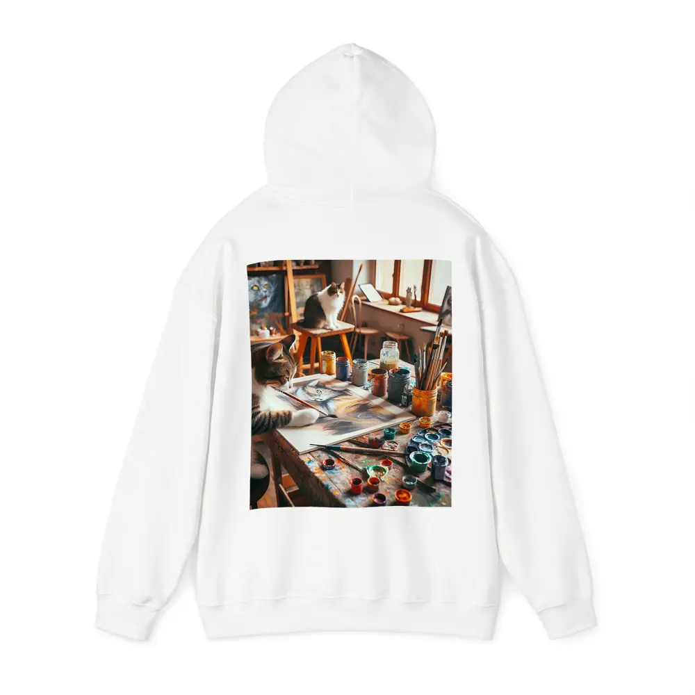 Cat Painting in Cozy Art Studio – Hoodies
