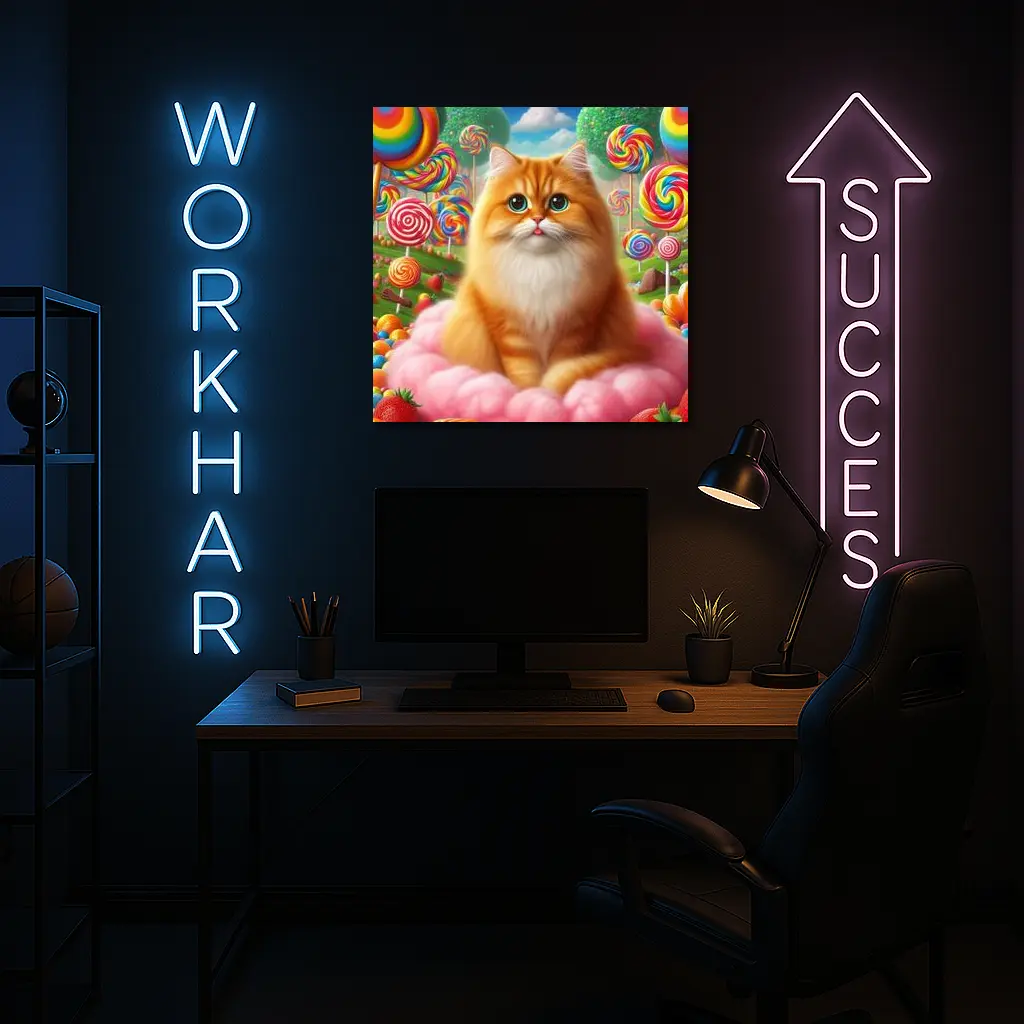 Orange Cat Candy Land Fantasy Art – Wall Art