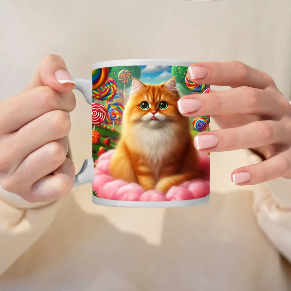 Orange Cat Candy Land Fantasy Art – Mugs