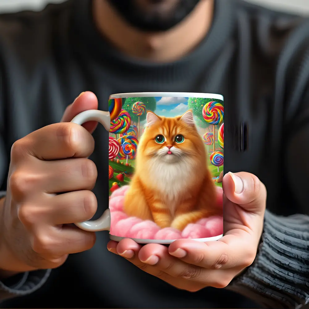 Orange Cat Candy Land Fantasy Art – Mugs