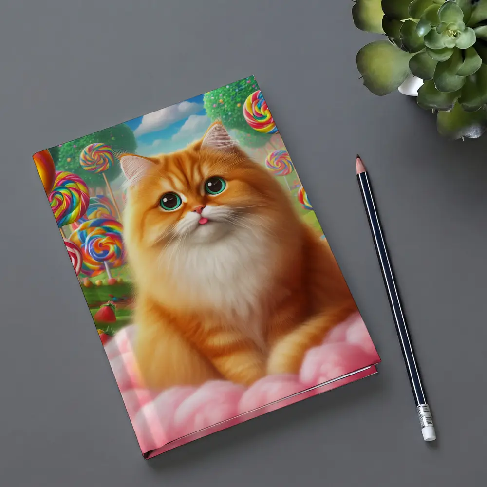 Orange Cat Candy Land Fantasy Art – Notebooks