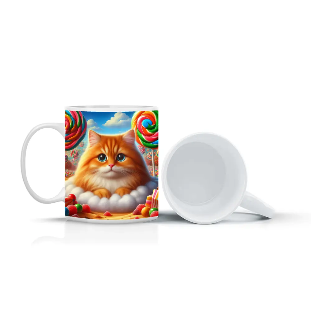 Fluffy Orange Cat Candy Land Fantasy – Mugs