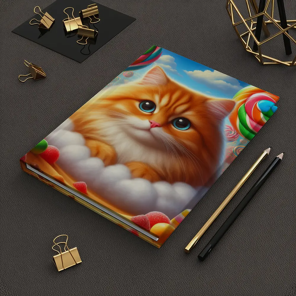 Fluffy Orange Cat Candy Land Fantasy – Notebooks