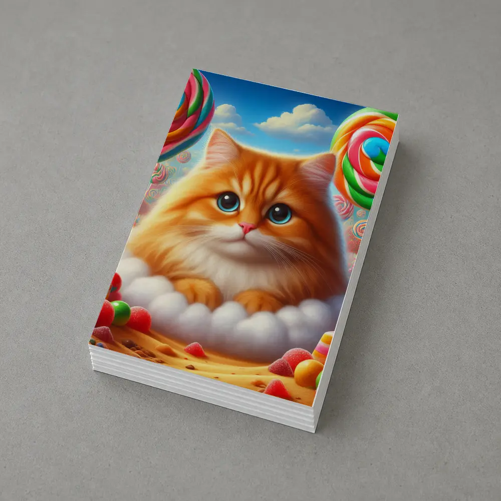 Fluffy Orange Cat Candy Land Fantasy – Postcards