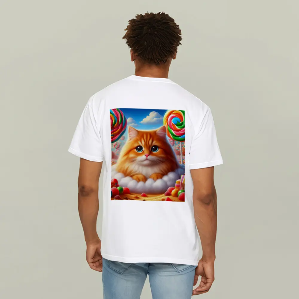 Fluffy Orange Cat Candy Land Fantasy – T-Shirts