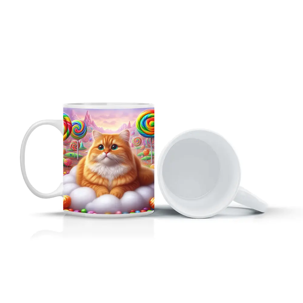 Fluffy Orange Cat Candy Land Fantasy – Mugs