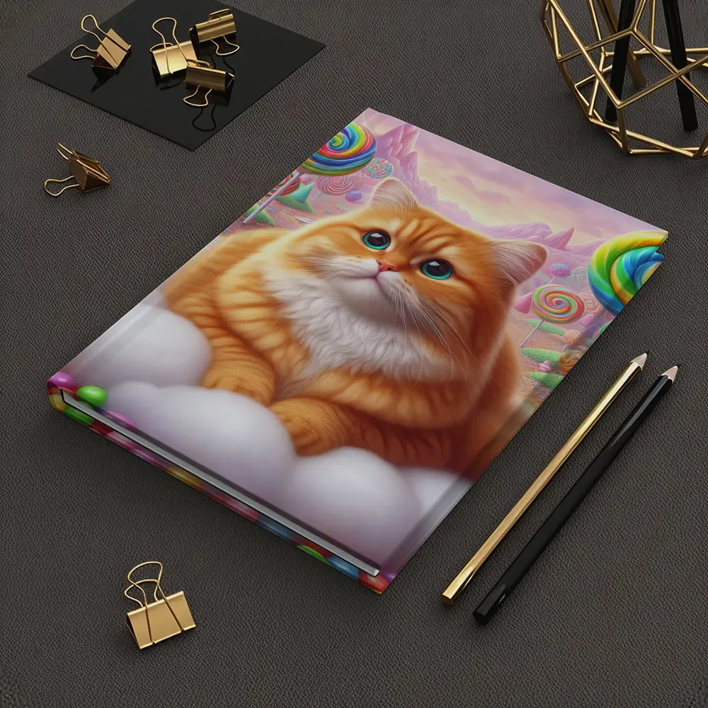 Fluffy Orange Cat Candy Land Fantasy – Notebooks