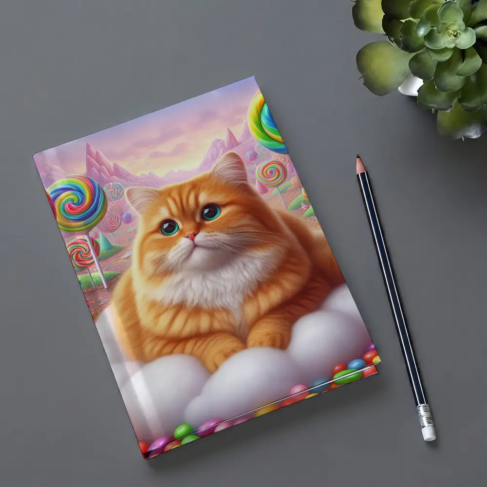 Fluffy Orange Cat Candy Land Fantasy – Notebooks
