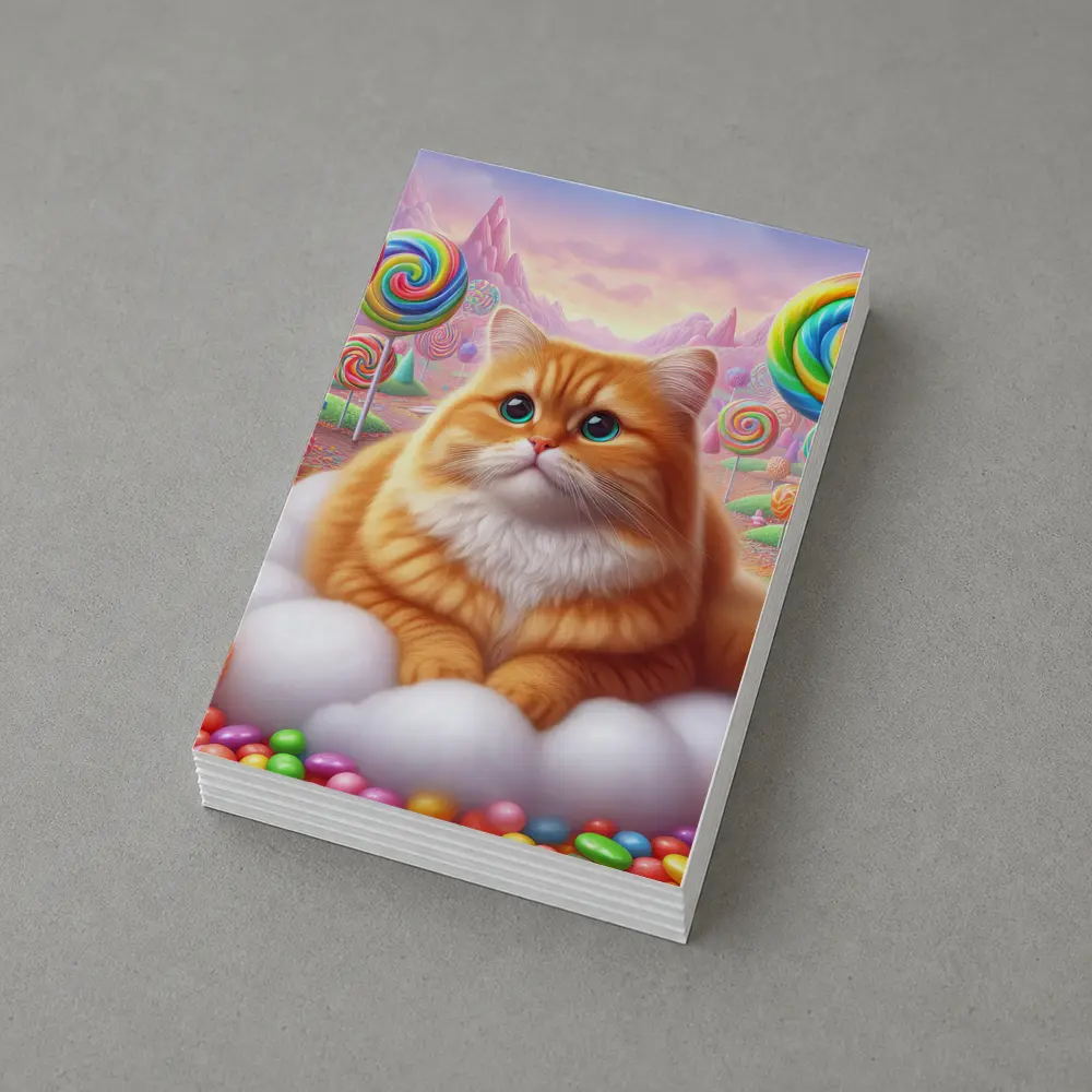 Fluffy Orange Cat Candy Land Fantasy – Postcards
